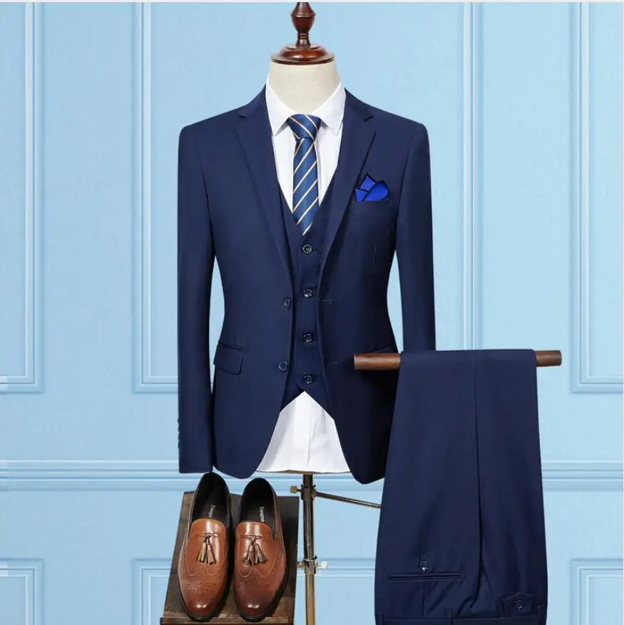 (Jacket+Vest+Pants)Men Slim Fit Suits Men's Wedding Suits With Pants Business Mens Formal Wear High Quality Men's Casual Suits