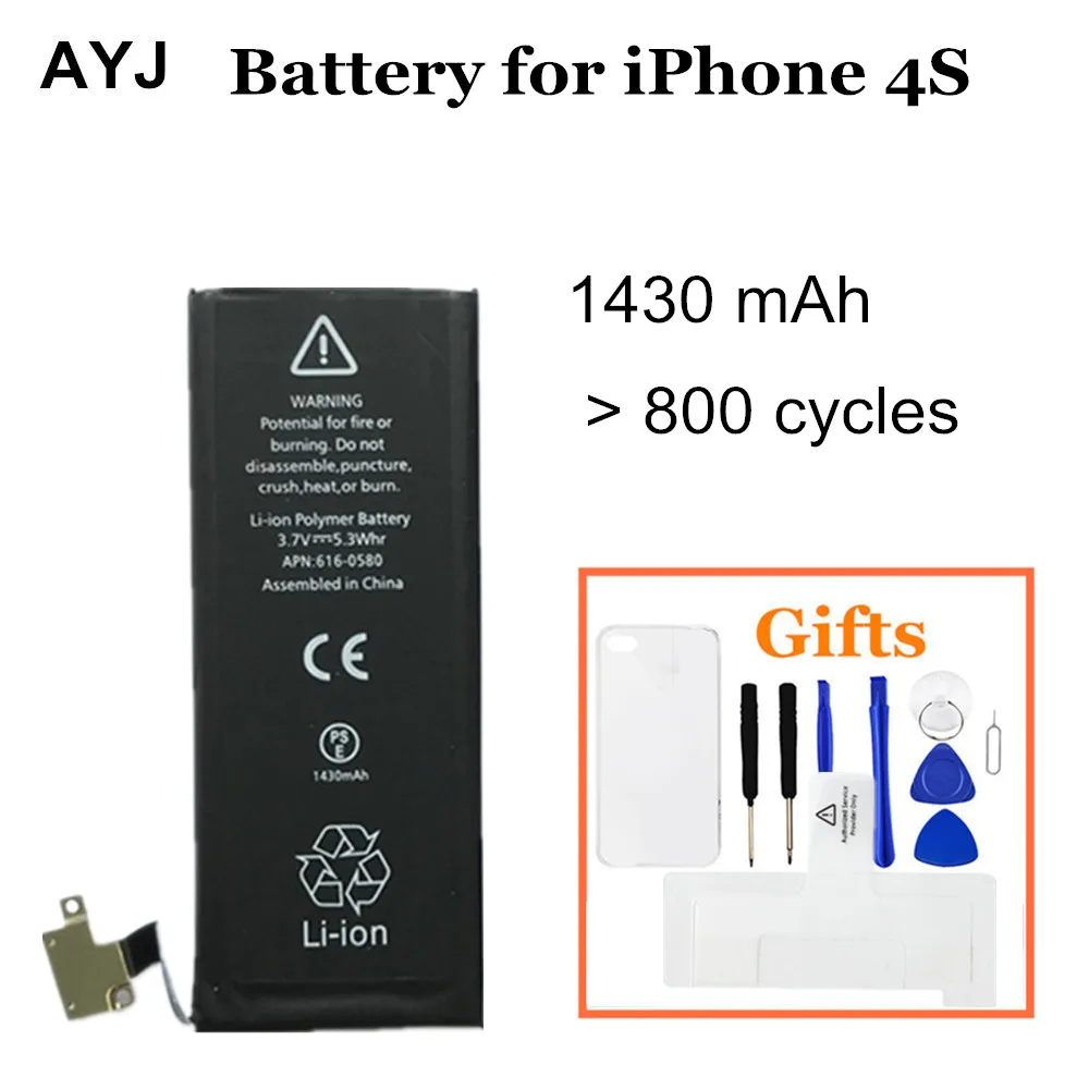 for iPhone 4S AYJ аккумулятор для iPhone 4S 5S 6 6S 7 iPhone4s GSM/CDMA абсолютно 1430mAh Bataria Замена литий-ионных батарей - Цвет: for iPhone 4S