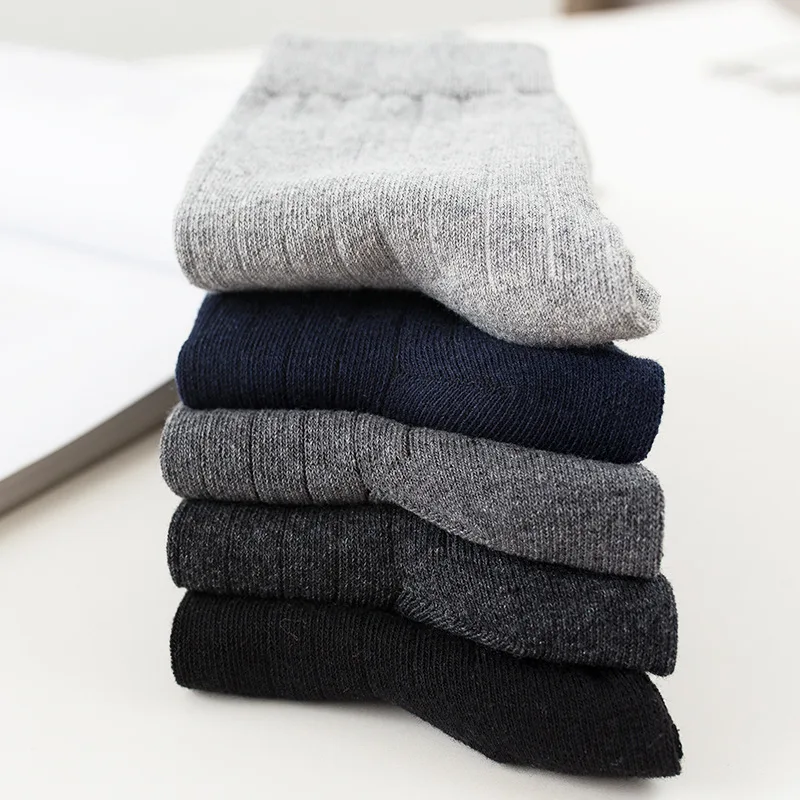 5 пар носков для мужчин повседневные Простые однотонные хлопковые вертикальные