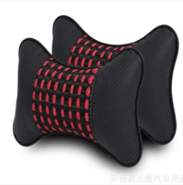 black red 1 шт., дышащий Автомобильный подголовник для отдыха из искусственной кожи, подушка для подушки, подушка для сиденья, подголовник с эффектом памяти, Автомобильная подушка, Новое поступление - Цвет: black red
