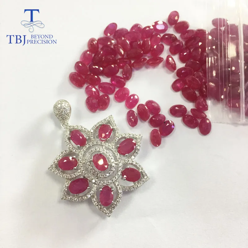 Серебряная подвеска TBJ с натуральным рубином и иолитом ожерелье кулоном лучший