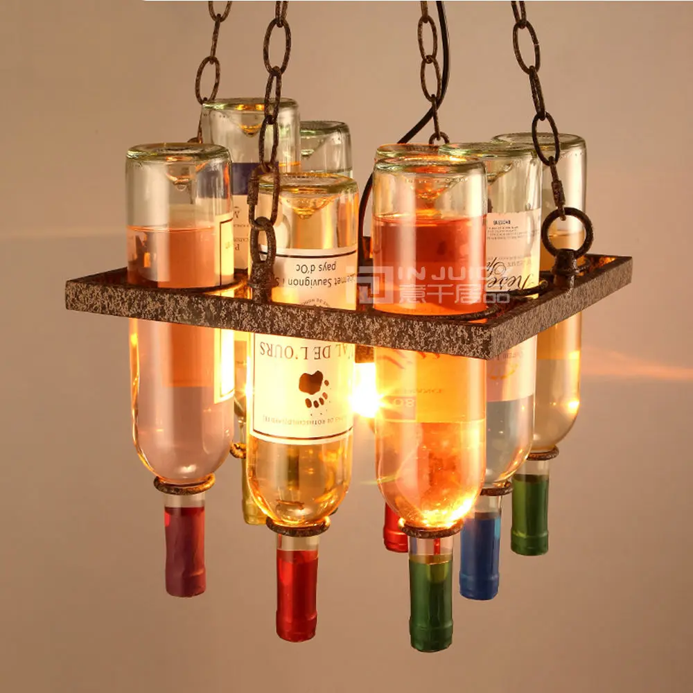 Винтажная Люстра для кафе лофт бара железная лампа винных бутылок потолочный