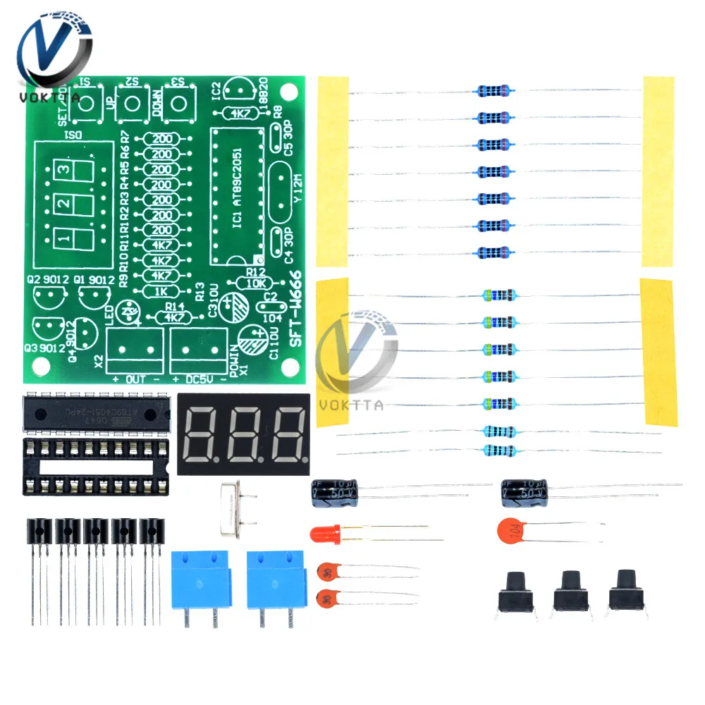 at89c2051 ds18b20 lcd digital temperature controller diy kit 5v dc microcontroller thermometer meter electronic thermostat free global shipping