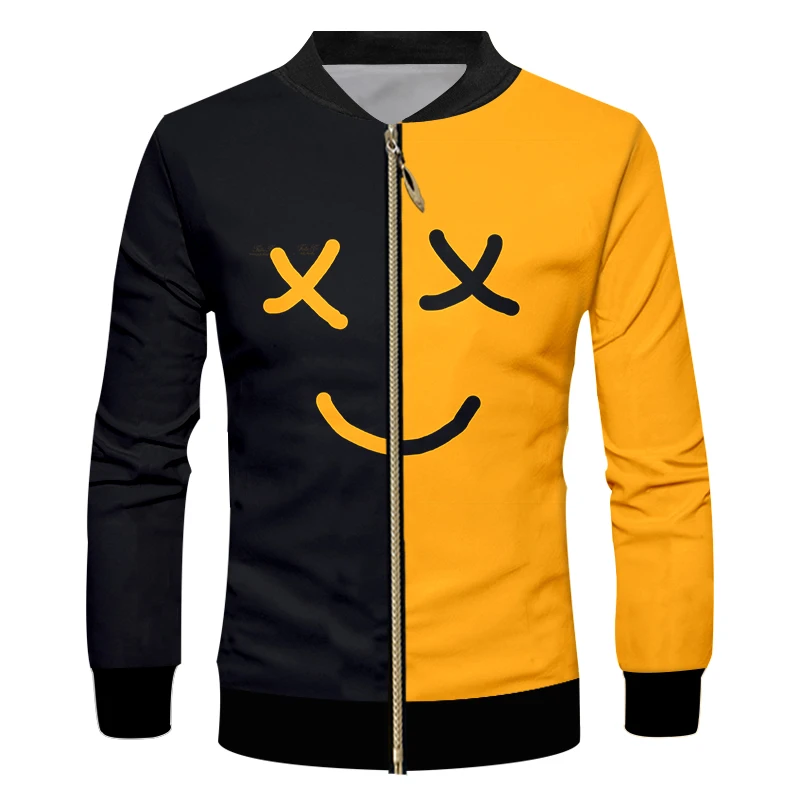 UJWI человек рисунком в виде улыбающихся рожиц Повседневная кофта на молнии 3D