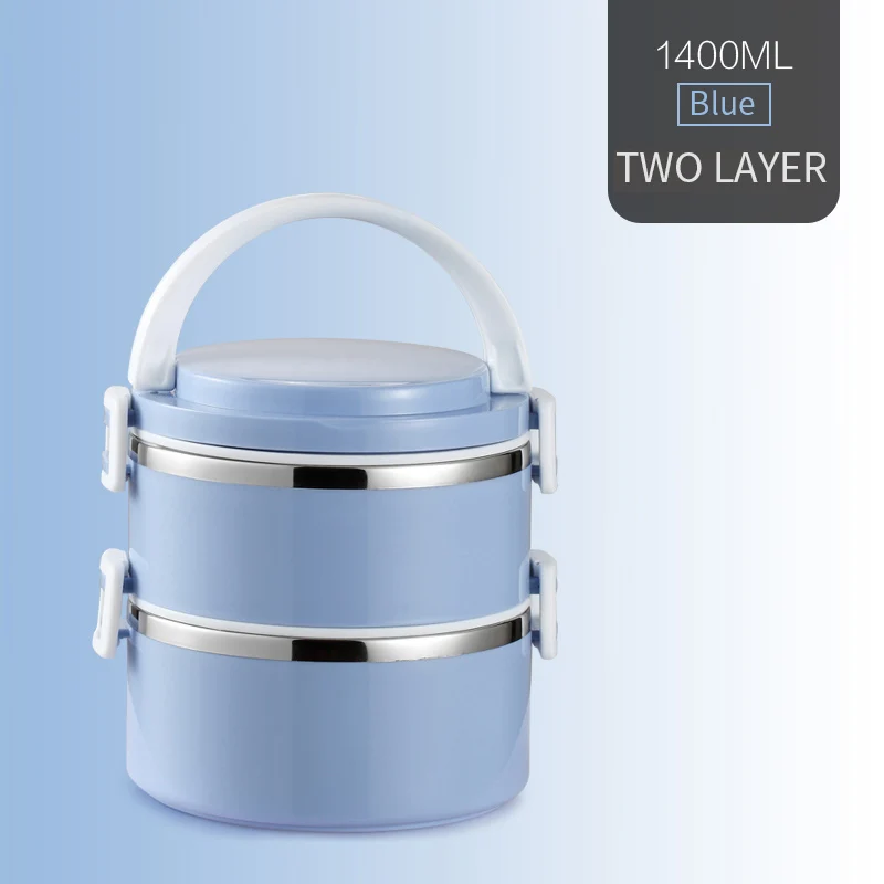 Blue 2 Layer WORTHBUY, японская детская термо-Ланч-бокс, 304, нержавеющая сталь, бенто, Ланч-бокс для детей, школы, герметичные пищевые контейнеры - Цвет: Blue 2 Layer