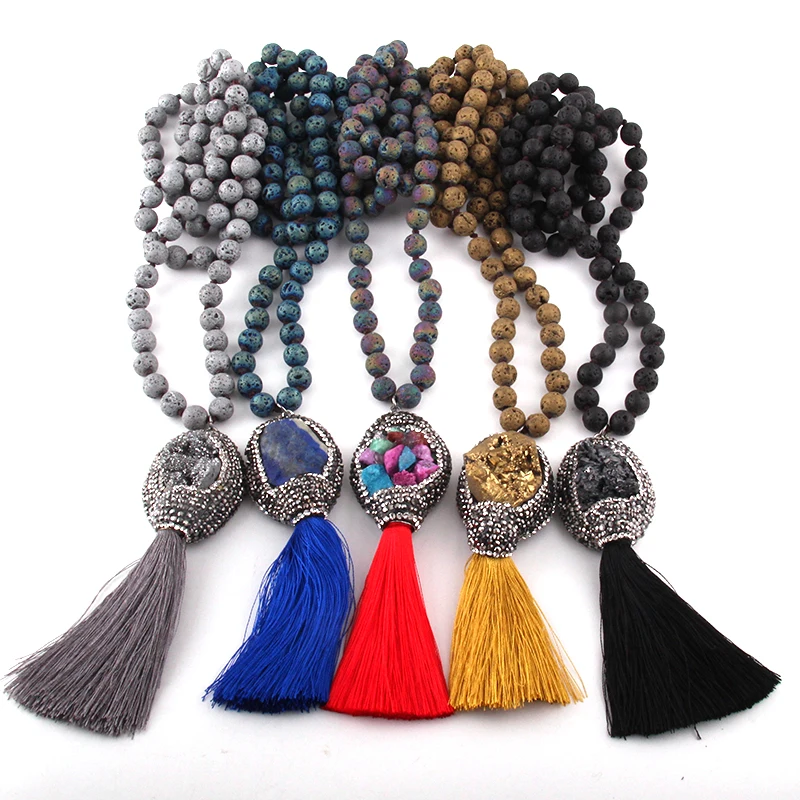 Богемная мода ювелирные изделия лавовый камень завязанный Камень натуральная