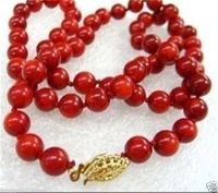 hot sale new style 10mm red sea coral round beads necklace 18