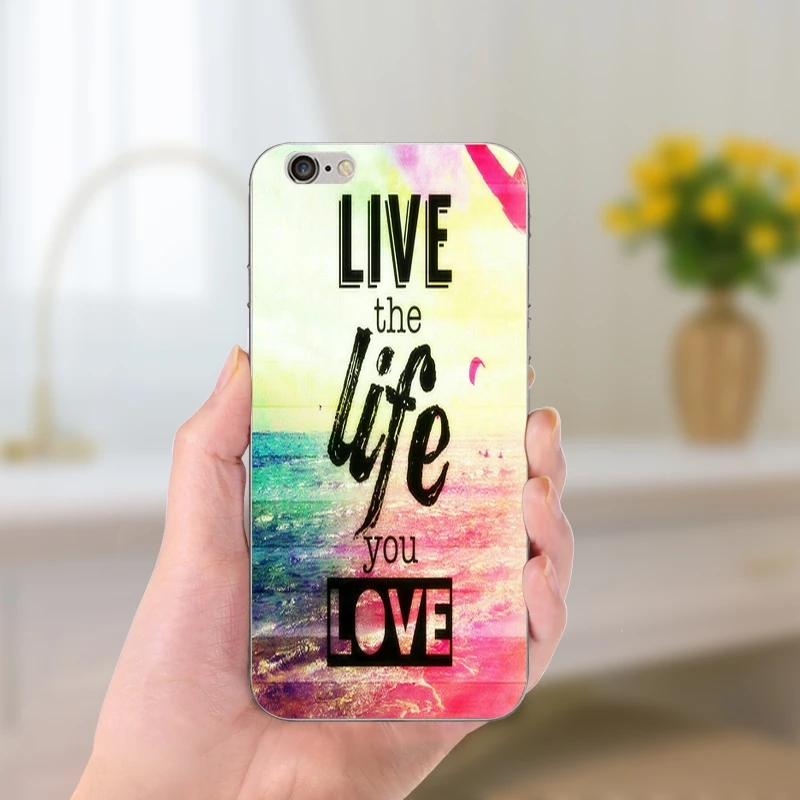 Quotes Live Watercolor Cell Phone Cases Slim Soft TPU Silicon Transparent for iPhone 8 7 6 6S Plus X 5 5S SE 5C 4 Shell Fundas | Мобильные
