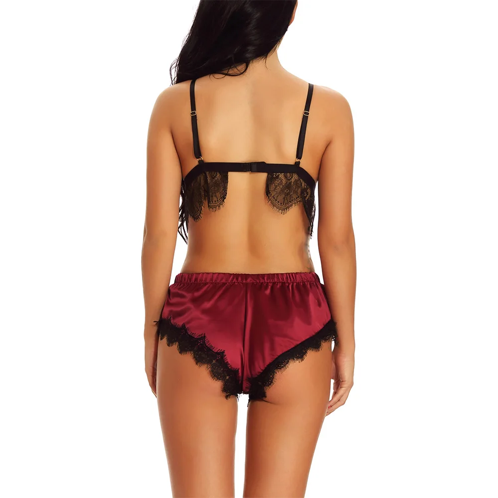 Женское нижнее белье Babydoll пикантная Кружевная комбинация комплект нижнего белья