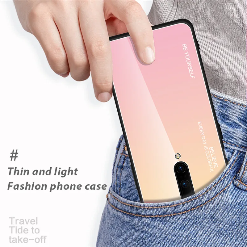 USLION стеклянный градиентный цветной чехол для телефона Oneplus 7 Pro 6 6T ударопрочный