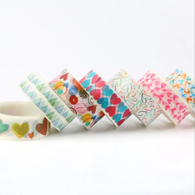 1 pcs 1.5cm x 5m Colour heart geometry washi tape DIY decoration scrapbooking planner masking adhesive stationery | Канцтовары для