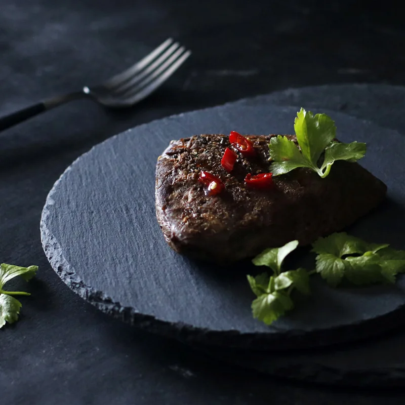 Черная текстура матовая для пищевых продуктов класса премиум Рок Камень блюда