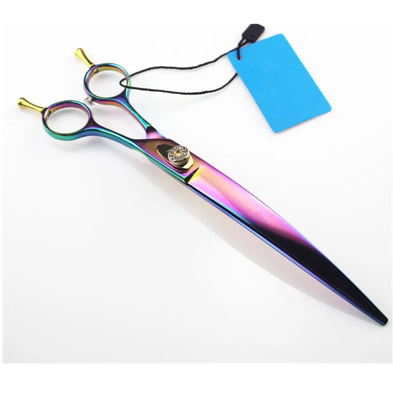 8 дюймовые радужные изогнутые ножницы для стрижки шерсти фиолетового дракона