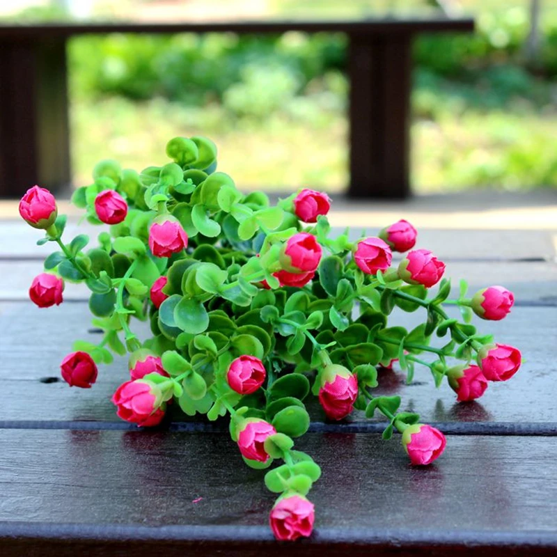 APRICOT 6 Bundles Artificial Mini Rosebuds silk flower bouquet fake grass plants for home decoration washable | Дом и сад