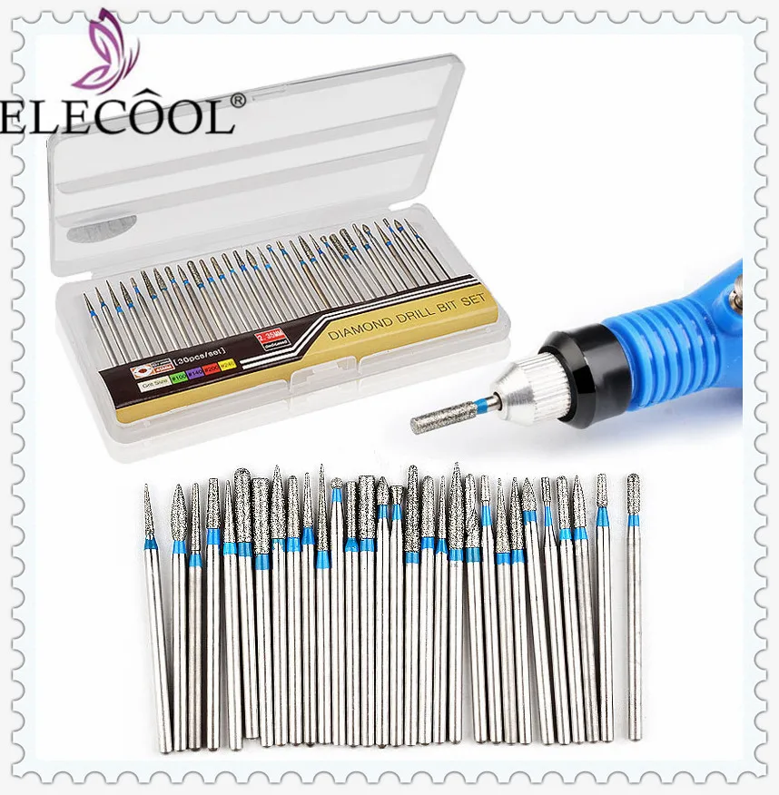 ELECOOL 30 шт. 2,35 мм мини микро хвостовик Электрический сверла фрезы для маникюрного набора "в провинции аньхое Керамика пламени ногтей, для маникюра