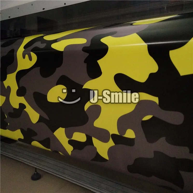 

Jumbo Yellow Tiger Camo Vinyl Wrap Film Bubble Free For Car Styling