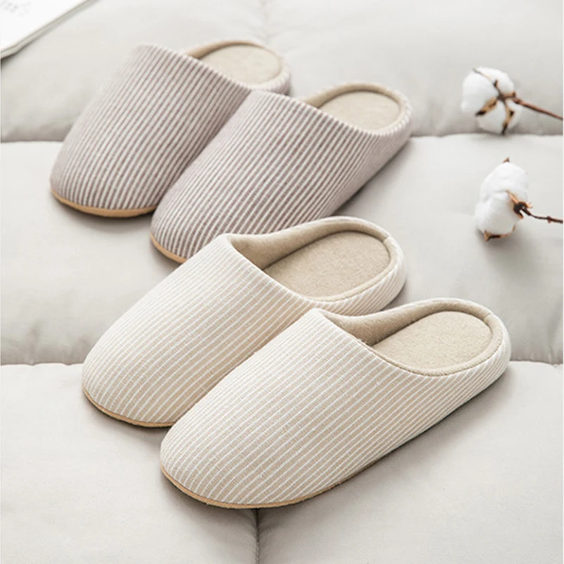 Зимние тапочки женские вьетнамки из хлопчатобумажной ткани домашняя обувь