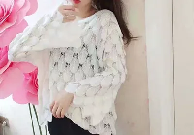 Новинка 2019 летние и осенние тонкие свободные Вязаные Рубашки с вырезами тонкая