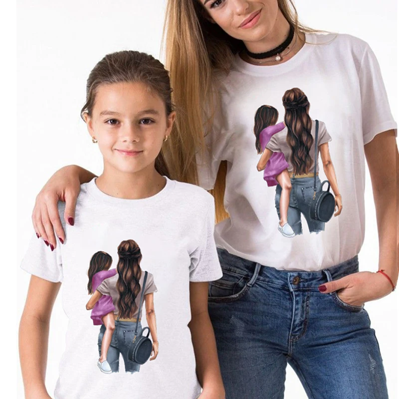 ZSIIBO/Модная женская футболка одинаковая семейная одежда для мамы и дочки белая