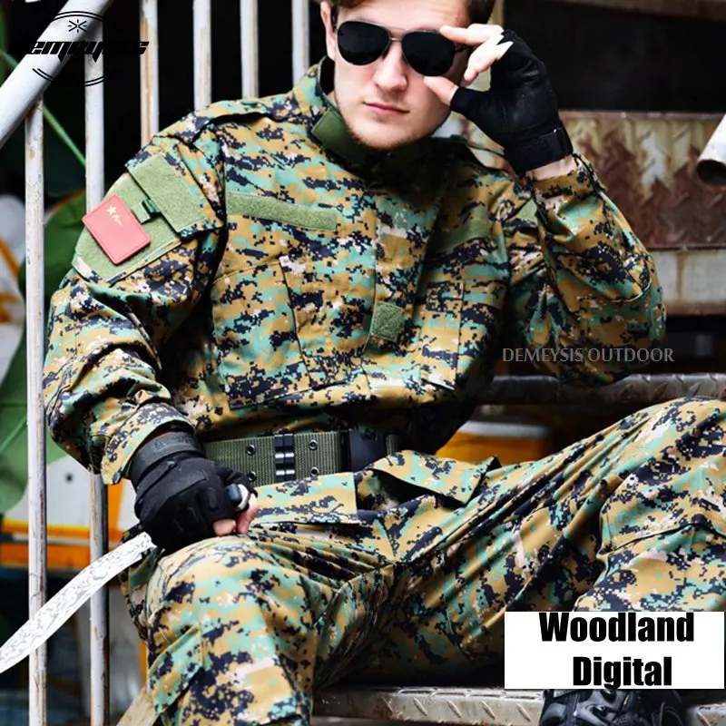 woodland digi Цифровой Камуфляжный костюм для пустыни, комплекты одежды для пейнтбола, армейская Военная Тактическая форма, Боевая страйкбольная униформа, куртка+ штаны - Цвет: woodland digi