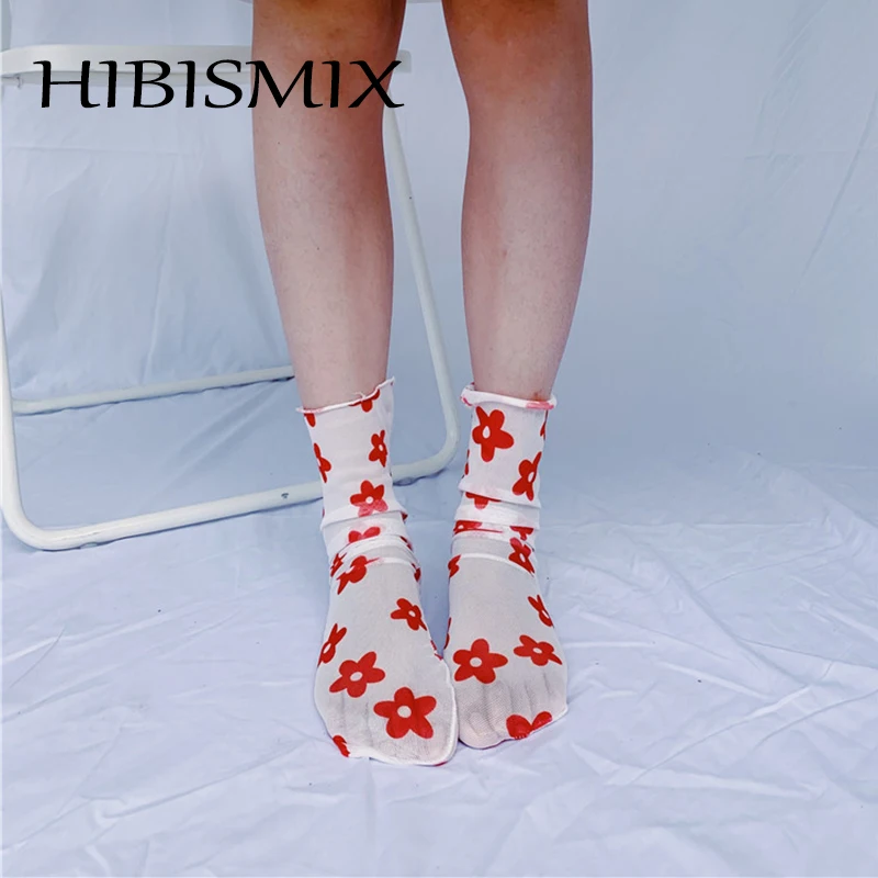 HIBISMIX 2019 Модные женские Короткие повседневные носки с цветочным принтом милые