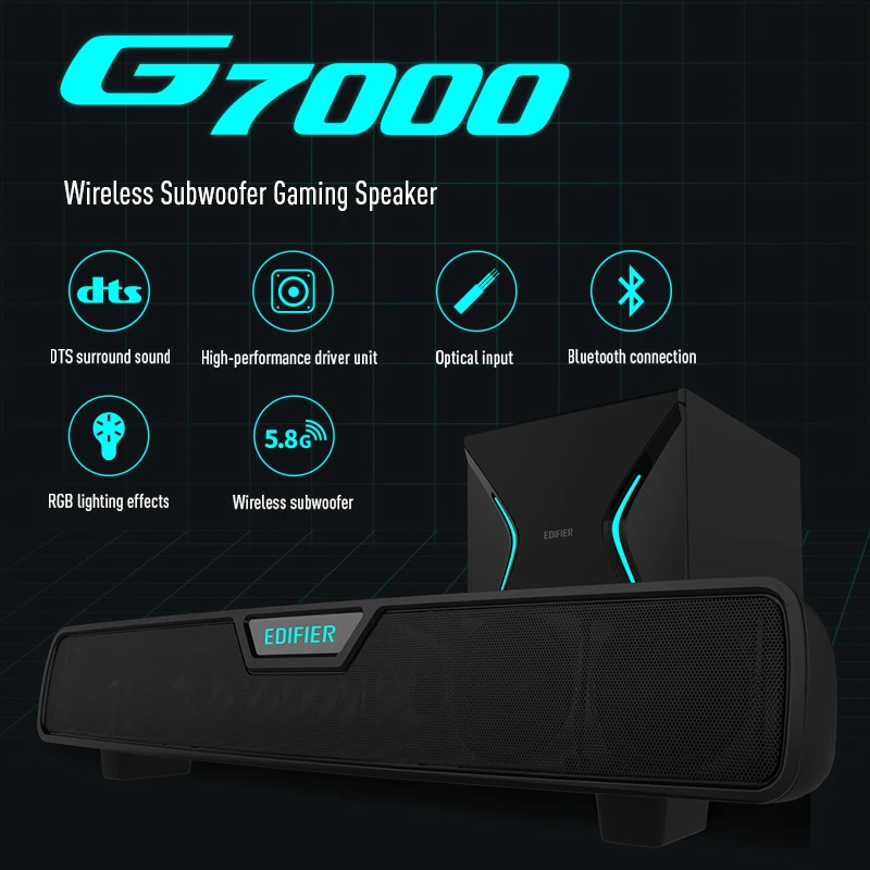 Беспроводной сабвуфер EDIFIER G7000 игровая Bluetooth Колонка DTS с объемным звуком RGB