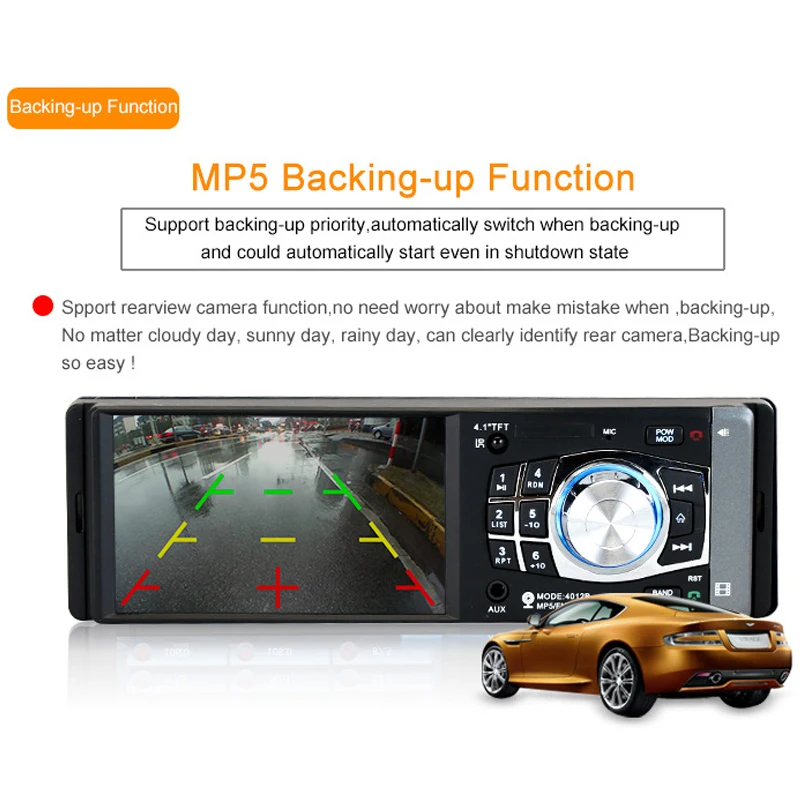Автомобильный дисплей 4 1 дюймов Аудио hands free Bluetooth Вызов MP4 Радио Автомобиль MP5