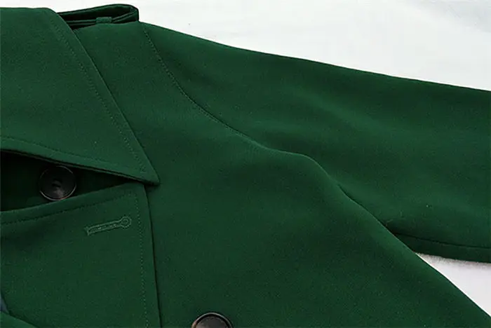 Autumn Fashion Double-breasted Green Windbreaker Korean Casual Jacket Basic Belt Long Coat For Office Ladies Overcoat f1081