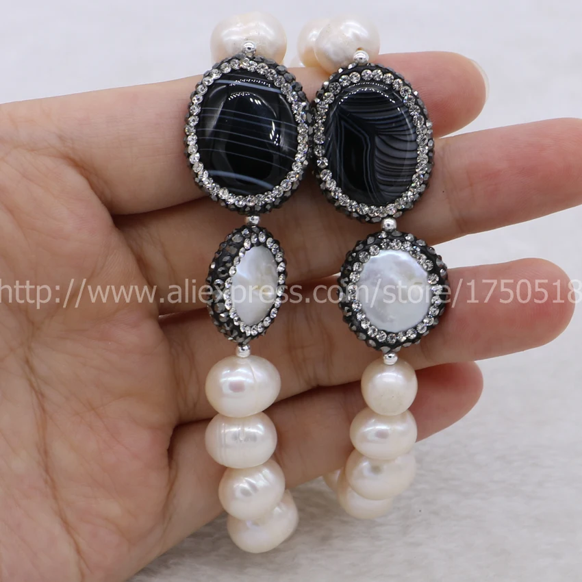 Handcrafted Druzy bracelet Natural pearl bracelets with natural black druzy beads bangle 655 | Украшения и аксессуары