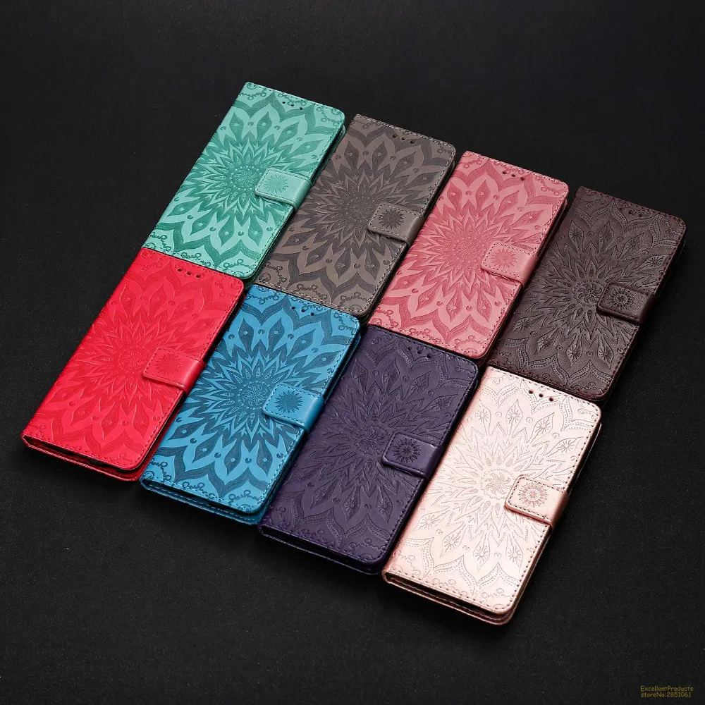 Стенд пудра с витамином Е Мода тиснением кожаный чехол Sun Flower 2 слотами для карт