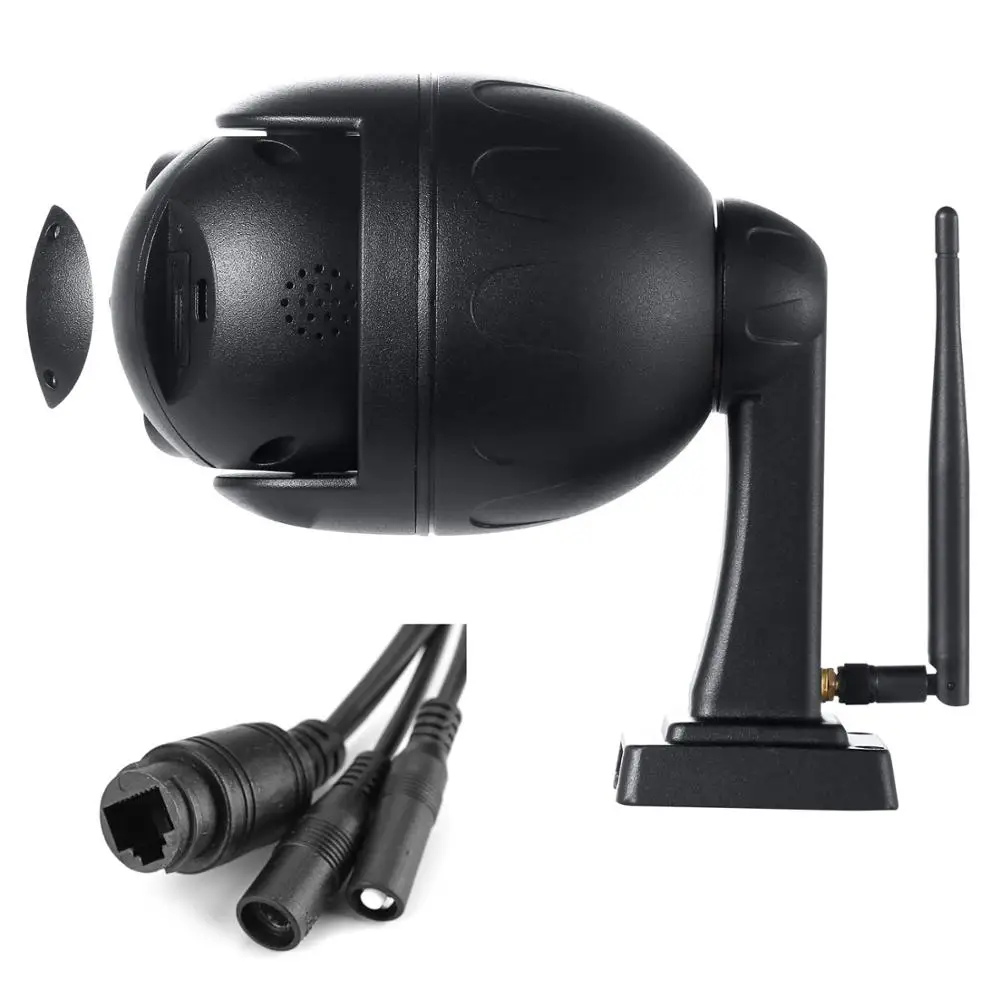 5MP 1080P WiFi PoE IP PTZ IP Камера 5X Оптический зум P2P Беспроводной 2-полосная Аудио Открытый Водонепроницаемый купол черный Ночное видение ИК 50 м H265