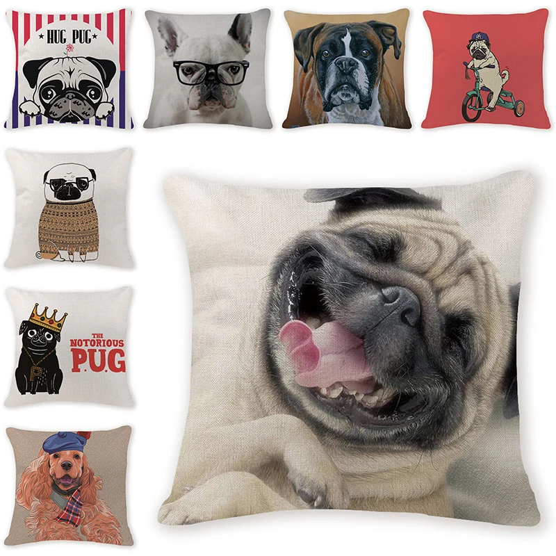 Cartoon Dog Cushion Cover Art Decorative Pillow Case Cute Sofa Throw Pillowcase Car Seat Accessories Home Decor Mom Gift 45x45cm | Дом и сад