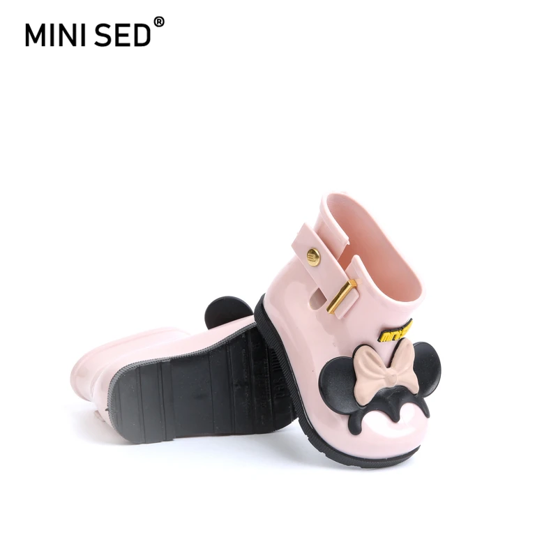 2019 оригинальные детские резиновые сапоги с Микки Маусом прозрачные сандалии для