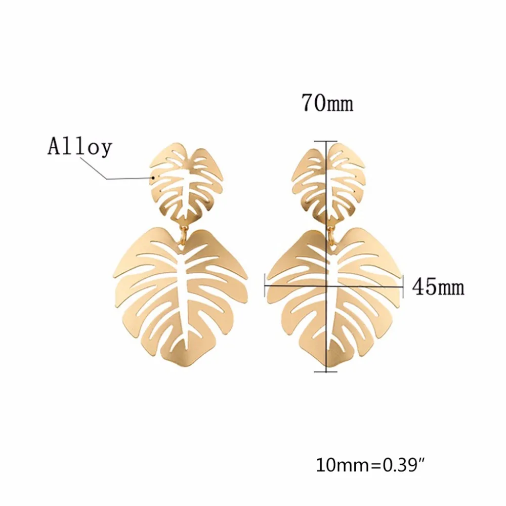 Серьги в виде листиков Сплав Полые простые удобные Роскошные Модные женские