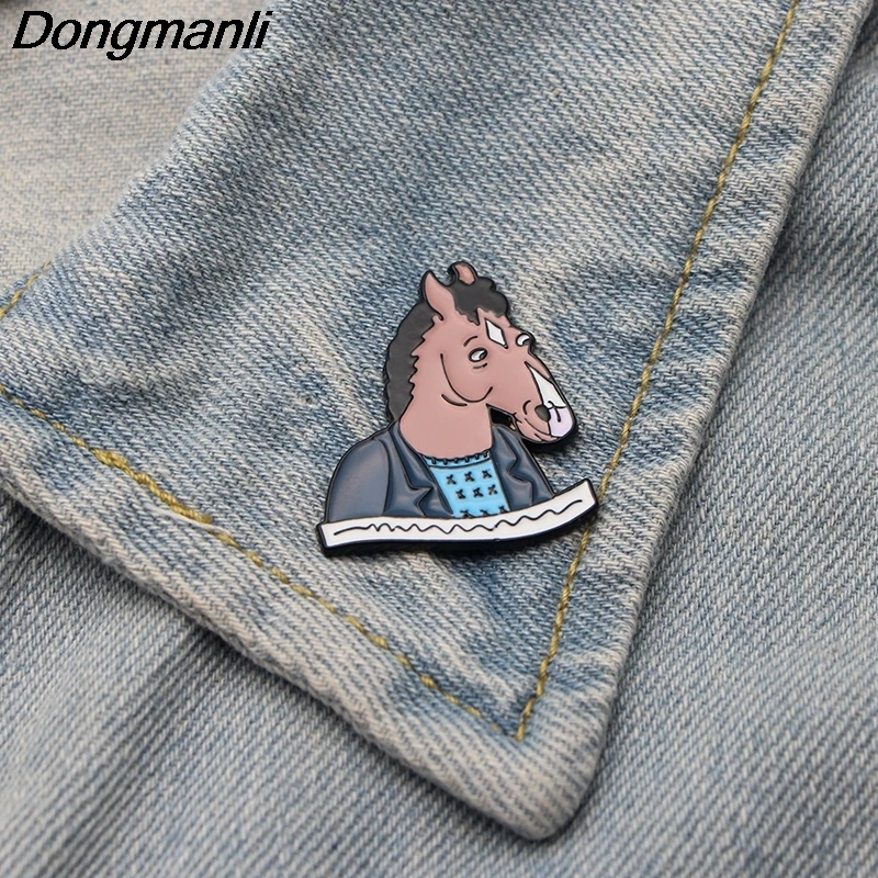 P2604 Dongmanli BoJack Horseman рисунок искусство эмалированные булавки и броши для женщин мужчин нагрудные булавки рюкзак сумки значок подарки