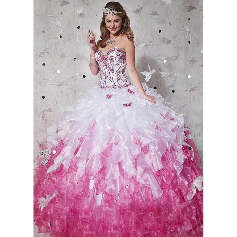 Ball Gown Quinceanera Dresses Sweetheart Neckline Off The Shoulder Sleeveless Beading Ruffles 2016 | Свадьбы и торжества
