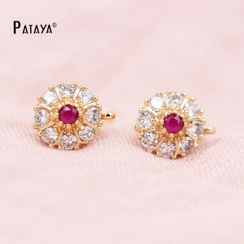 Серьги подвески женские под розовое золото 585 пробы с белым цирконом|earrings 585|drop