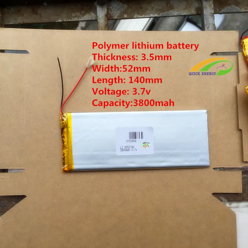 Новый 3.7 В литий-полимерный аккумулятор аккумуляторная батарея 3552140 pl 3800 мАч