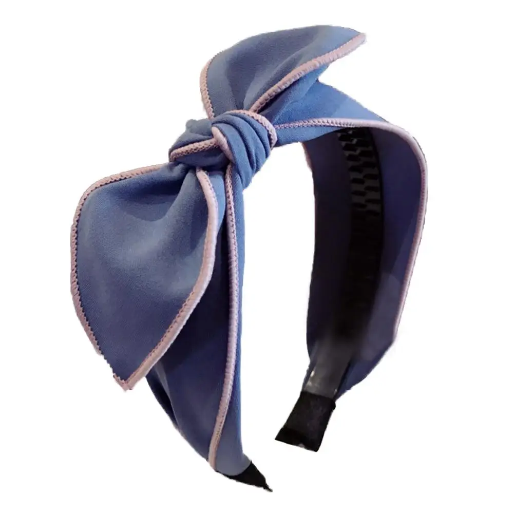 Хит Женский обруч для волос с милым бантом однотонная широкая полоска ткани