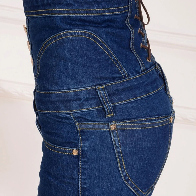 Женские джинсовые шорты 2019 летние с высокой талией на одной пуговице стретч в