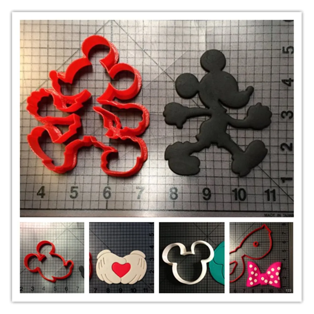 Мультфильм Микки Маус голова рука лук серии помадка резак на заказ 3D печатных