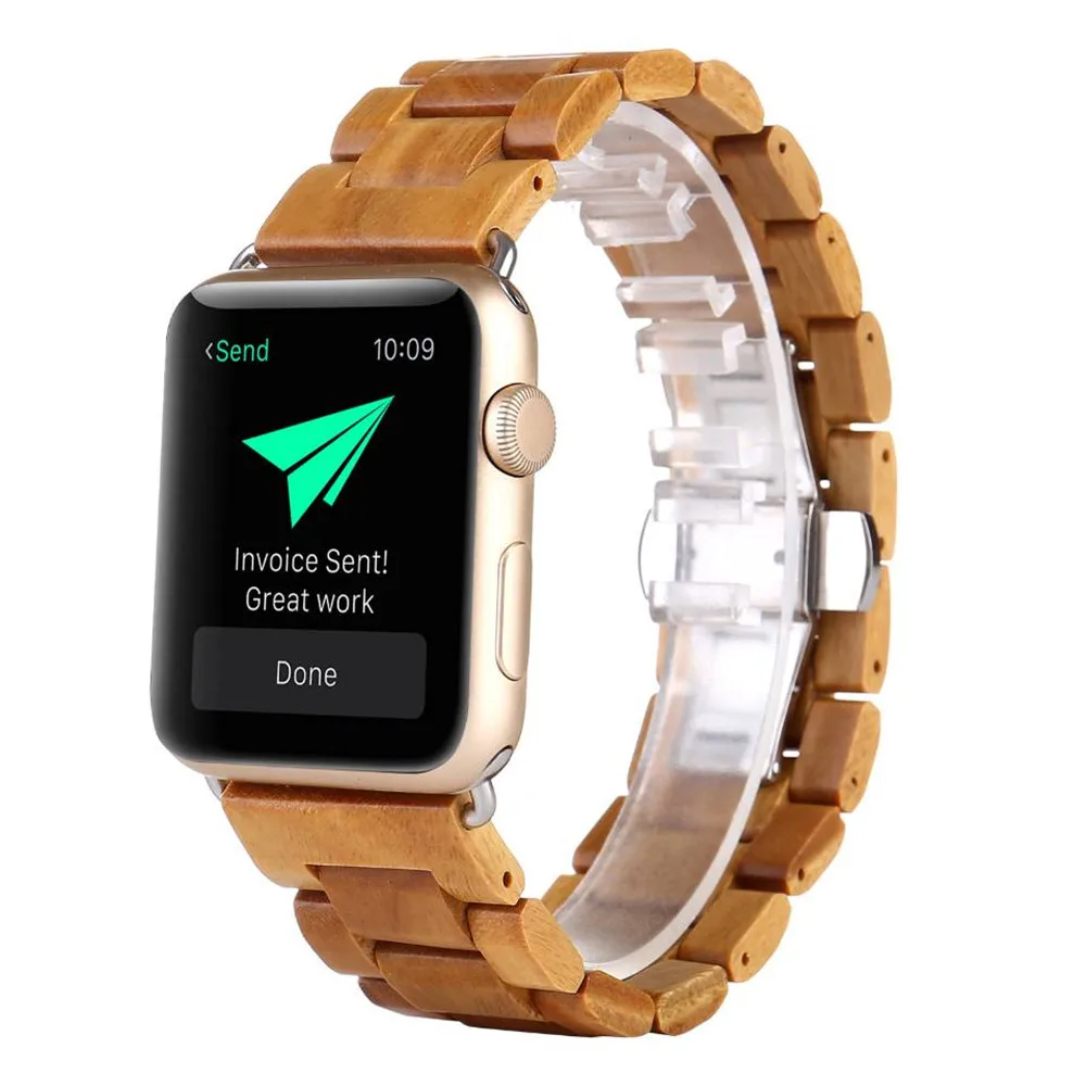 Мода древесины браслет для наручных часов Apple Watch, версии 5 4 3 2 1 ремень 40/44/38/42 мм Для мужчин/Для женщин наручные ремень