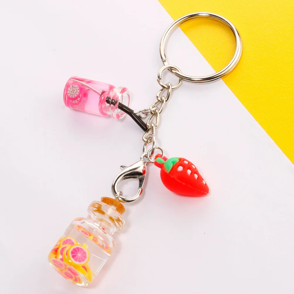Брелок для ключей Женский креативный мини брелок с фруктовым соком летний