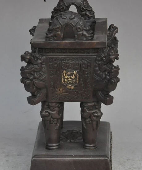 WBY 006304 9&quot china fengshui bronze animal dragon Tripod Shape incense burner Censer statue (A 0319 discount 35%) | Дом и сад