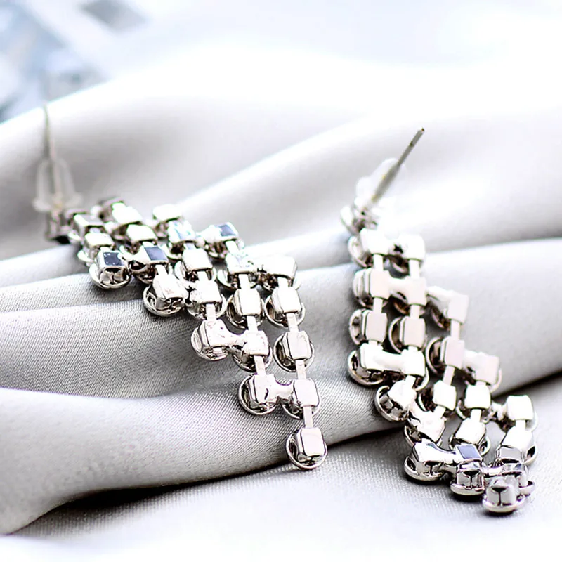 Neoglory австрийский страз длинные висячие серьги геометрический ромб дизайн