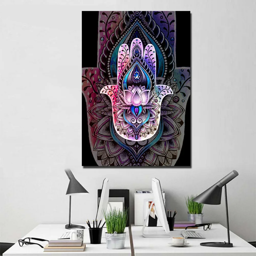 Hamsa от Brizbazaar HD печать 1 шт. лотос декоративная Большая Картина на холсте для стен