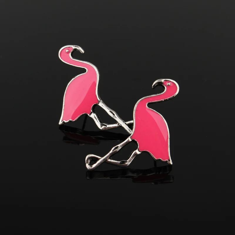 1 пара модные эмалевые серьги в виде фламинго из цинкового сплава для женщин