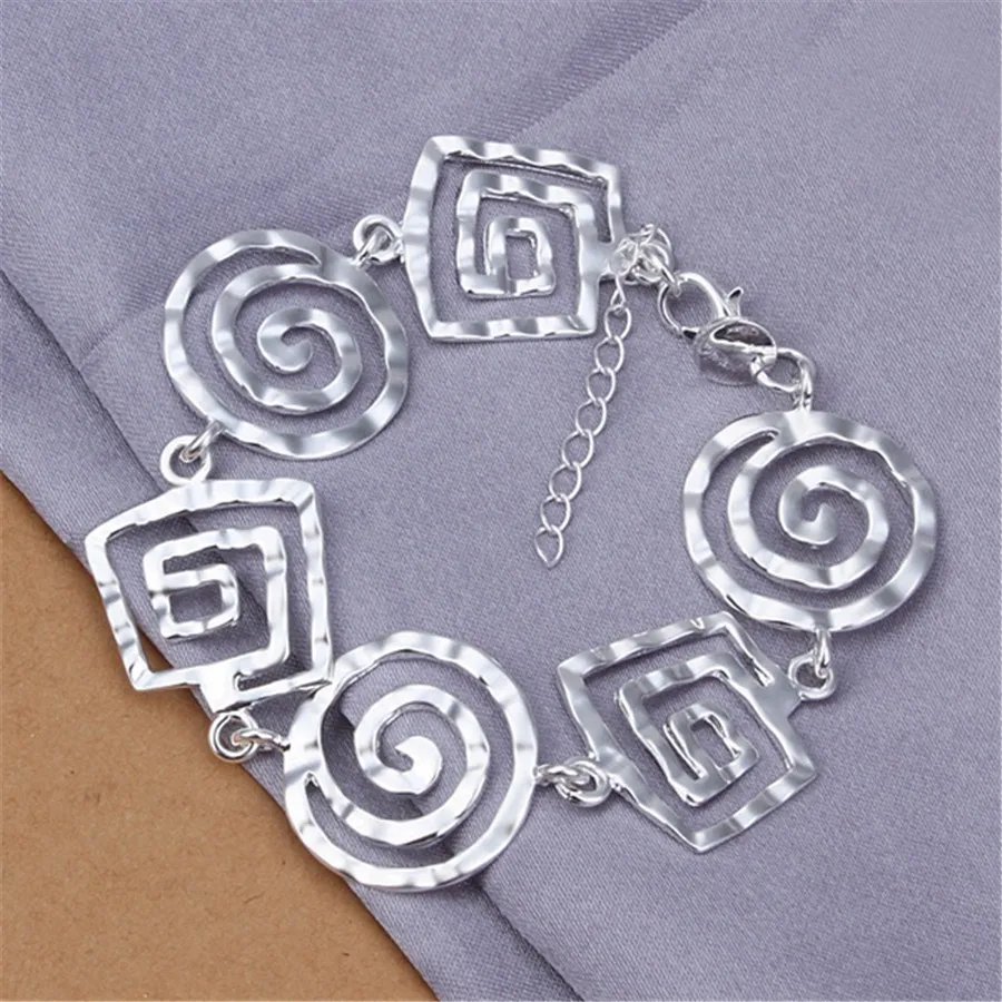 

Silver 925 Plated Geometric Bracelets New For Women Lady Wedding Cute Nice High Quality Fashion Jewelry Christmas Gifts H324