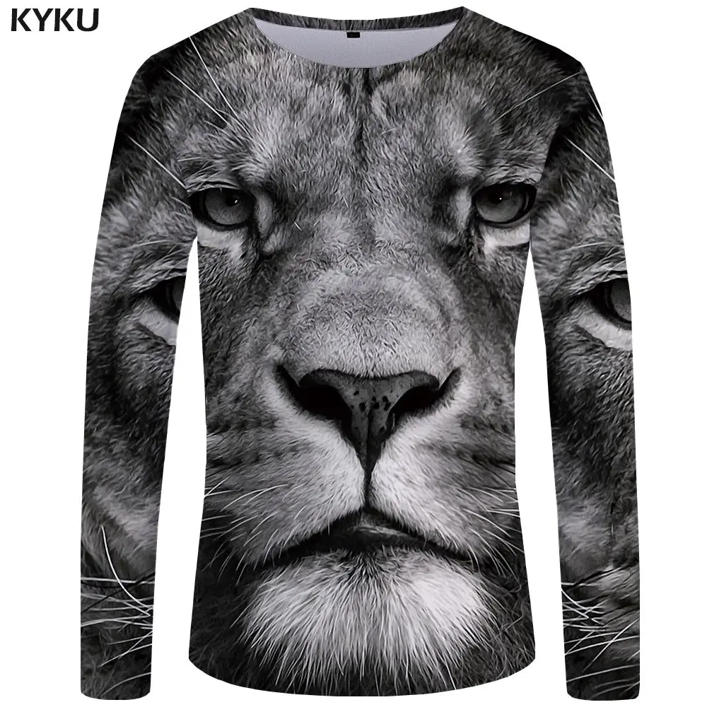 3d t shirt 15 KYKU Тигр Футболка Для мужчин длинная рубашка с рукавами механические забавная футболка s в стиле панк Футболка с принтом Футболка с изображением рок-животного 3d футболка классная Повседневное - Цвет: 3d t shirt 15