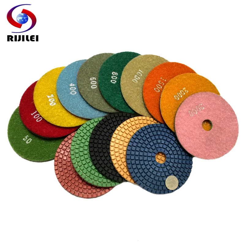 Almofada para Mármore Rijilei Lote 4 Polegada 100mm Molhado Polimento Almofadas Granito Diamante Ferramentas 4ds1 10 Pçs –